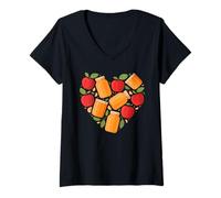 Mujer Corazón Forma Manzana Mermelada Manzanas Camiseta Cuello V
