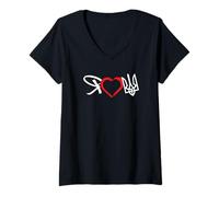 Mujer Corazón para Ucrania Ucraniano Cosaco Kiev Nación Estado Camiseta Cuello V