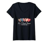 Mujer Corazón Retro Vintage Be A Decent Human It's Not That Hard Camiseta Cuello V
