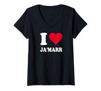 Mujer Corazón Rojo Me Amo Ja'Marr Camiseta Cuello V