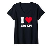 Mujer Corazón rojo me encanta Leo XIV. Camiseta Cuello V