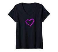 Mujer Corazón Rosa Love Novia Forever Día de San Valentín Mam Querida Mejor Camiseta Cuello V