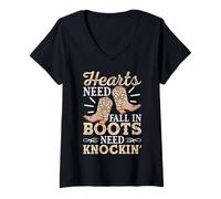 Mujer Corazones que necesitan botas que caen necesitan una vida campestre impactante Camiseta Cuello V