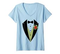 Mujer Corbata Negra de Navidad NYE 2024 Dress Up Winter Necktie Xmas Camiseta Cuello V
