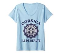 Mujer Córcega Isula Bella ILE de Beaute Since 1755 Corsica Camiseta Cuello V