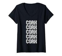 Mujer Corcho Camiseta Cuello V