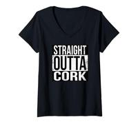 Mujer CORCHO DE FUERA RECTA Camiseta Cuello V