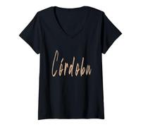 Mujer Córdoba España Diseño Vintage Elegante Camiseta Cuello V