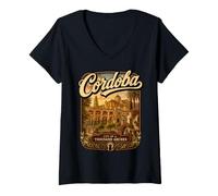 Mujer Córdoba España Vintage Andalucía Viajes Córdoba Vacaciones Camiseta Cuello V