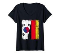 Mujer Corea del Sur Alemania Media Bandera Corea del Sur Herencia Alemana Camiseta Cuello V