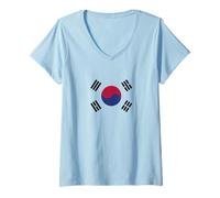 Mujer Corea del Sur - Banderas de países del Mundo, Amante de la geograf Camiseta Cuello V