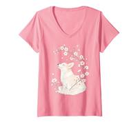 Mujer Corgi Cherry Blossoms Meditación Zen Peaceful Yoga Mujeres Camiseta Cuello V