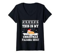 Mujer Corgi Dog This Is My Christmas Pajama Ugly Sweater Xmas Camiseta Cuello V