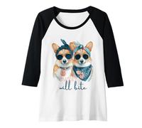 Mujer Corgi Dogs Sweet Will Bite Savage, descarado y Lindo Humor Camiseta Manga Raglan
