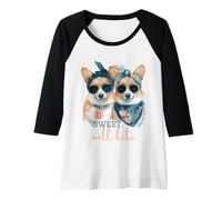 Mujer Corgi Dogs Sweet Will Bite Savage, descarado y Lindo Humor Camiseta Manga Raglan