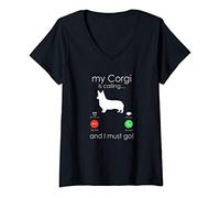 Mujer Corgi is Calling. Funny Dog Owner Gift Camiseta Cuello V