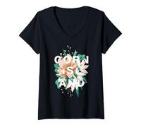 Mujer Corn Island Diseño Floral Isla del Maíz Flor Nicaragua Camiseta Cuello V