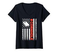 Mujer Cornhole Bandera Americana Diseño USA Camiseta Cuello V
