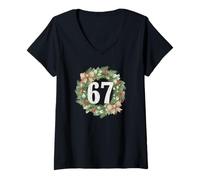 Mujer Corona de Granja 67, Seis Siete, 6-7, Seis Siete Navidad Camiseta Cuello V