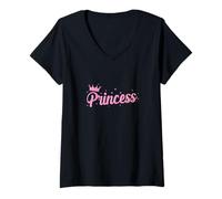 Mujer Corona de Princesa Reina Camiseta Cuello V