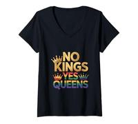 Mujer Corona del orgullo LGBTQ de No Kings Yes Queens Camiseta Cuello V