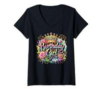 Mujer Corona Floral de cumpleaños para niña, Fiesta de Princesa, Lindas niñas y niños Camiseta Cuello V