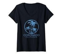 Mujer Coronado California Beach San Diego Retro Vintage Cali Surf Camiseta Cuello V