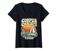 Mujer Corpus Christi State Texas TX Velero Vintage Camiseta Cuello V