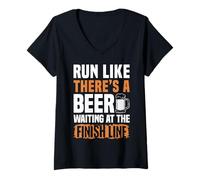 Mujer Corre como si hubiera una Cerveza, Mud Runner Mud Running Camiseta Cuello V