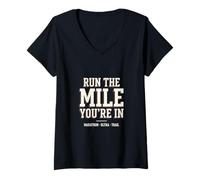 Mujer Corre la Milla en la Que estás en Marathon Ultra Runner Camiseta Cuello V