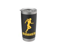 Mujer corredora corriendo y ganando Vaso térmico de acero inoxidable de doble pared