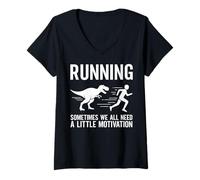 Mujer Correr Divertido Todos Necesitamos un Poco de motivación Trotar Camiseta Cuello V