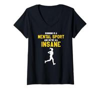 Mujer Correr es Mental y Todos Estamos Algo Locos Camiseta Cuello V