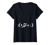 Mujer Correr = Feliz - Correr Matemáticas, Entrenamiento Maratón, Gimnasio, Fitness Camiseta Cuello V
