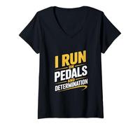 Mujer Corro con pedales y desplazamiento en bicicleta de determinación Camiseta Cuello V