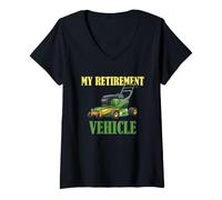 Mujer Cortar el césped Mi Plan de jubilación Humor Retirado Segadora Conductor Camiseta Cuello V