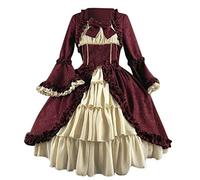 Mujer Corte gótico Cuello Cuadrado Patchwork Vestido Colegiala Disfraz Mujer Cosplay Traje De Cosplay De Rohan Kishibe