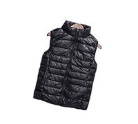 Mujer Corto Chaleco de Invierno Ultraligero Chaqueta Plumifero sin Mangas Plegable Chaleco de Plumón Cremallera Cálido Abrigos Plumas Compresible Chalecos Acolchado Exteriores Down Vest Negro L