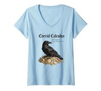 Mujer Córvid Calculus Cuervo Cosas Brillantes Infinity Matemáticas Juego de Palabras Camiseta Cuello V