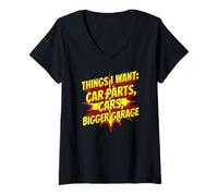 Mujer Cosas Divertidas Que Quiero Piezas de automóviles Coches Mecánico de Garaje más Grande Camiseta Cuello V