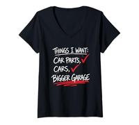 Mujer Cosas Divertidas Que Quiero Piezas de automóviles Coches Mecánico de Garaje más Grande Camiseta Cuello V