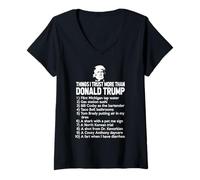 Mujer Cosas en Las Que confío más Que en Donald Trump Camiseta Cuello V