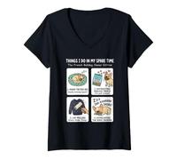 Mujer Cosas Que Hago en mi Tiempo Libre Bulldog francés Meme Perro Mamá Camiseta Cuello V