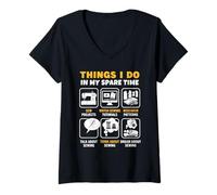 Mujer Cosas Que Hago en mi Tiempo Libre Costurera Quilting Camiseta Cuello V