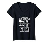 Mujer Cosas Que Hago en mi Tiempo Libre Funny Trucker Logbook Driver Camiseta Cuello V