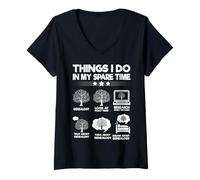 Mujer Cosas Que Hago en mi Tiempo Libre Genealogía Divertida Camiseta Cuello V