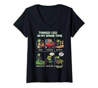 Mujer Cosas Que Hago en mi Tiempo Libre Papá Humor asando a Funny Frog Camiseta Cuello V