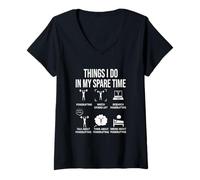 Mujer Cosas Que Hago en mi Tiempo Libre - Powerlifting Humor Gym Camiseta Cuello V