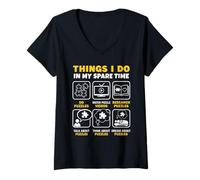 Mujer Cosas Que Hago en mi Tiempo Libre Puzzle Puzzle Juego Camiseta Cuello V