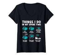 Mujer Cosas Que Hago en mi Tiempo Libre Realidad Virtual VR Gaming Camiseta Cuello V